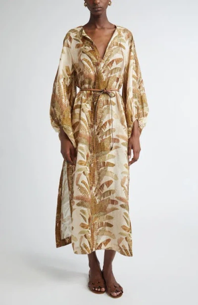 Zimmermann Ascension Linen Midi Dress In Multi