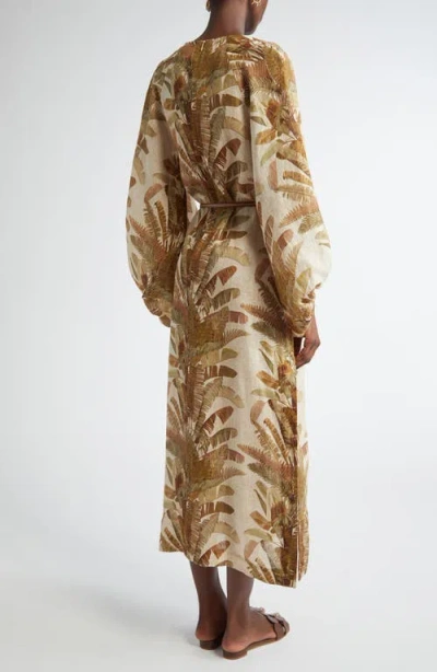 Zimmermann Ascension Linen Midi Dress In Multi