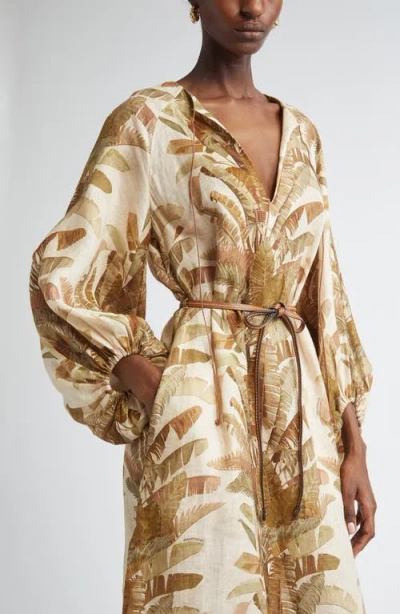 Zimmermann Ascension Linen Midi Dress In Multi