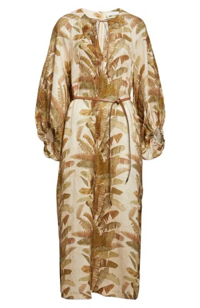 Zimmermann Ascension Linen Midi Dress In Multi