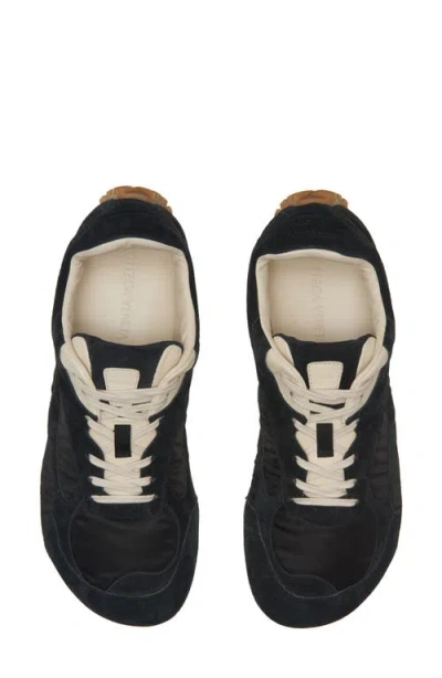 Bottega Veneta Orbit Leather-trimmed Suede And Shell Sneakers In Black