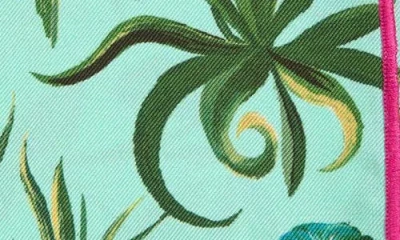 Clifton Wilson Teal Floral Silk Pocket Square In Blue