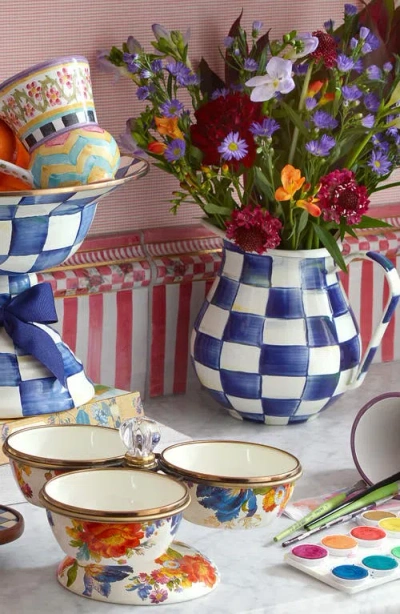 Mackenzie-childs Mackenzie Childs Royal Check Enameled Steel 3-quart Pitcher