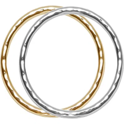 Argento Vivo Set Of 2 Oval Hammered Bangles