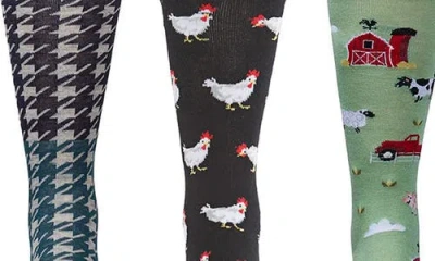 Memoi Assorted 3-pack Crew Socks In Multi