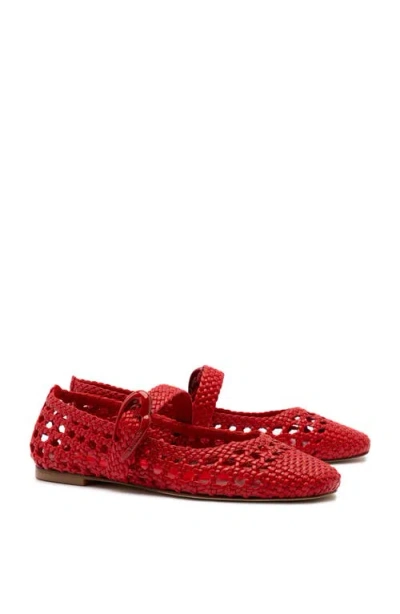 Larroude Larroudé Verona Macrame Ballet Flat In Red