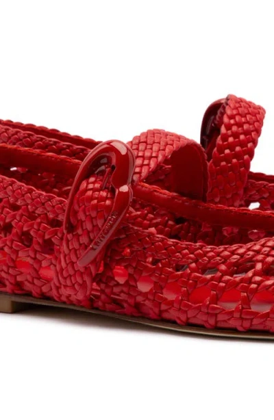 Larroude Larroudé Verona Macrame Ballet Flat In Red