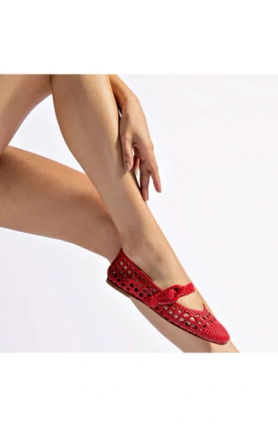 Larroude Larroudé Verona Macrame Ballet Flat In Red