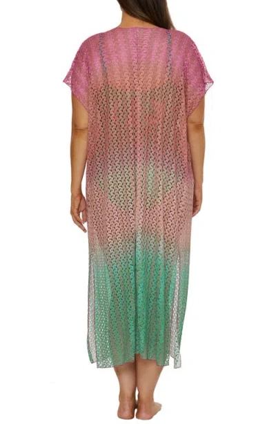 Becca Etc Plus Size Sunset Ombre Maxi Crochet Tunic Cover-up In Multi