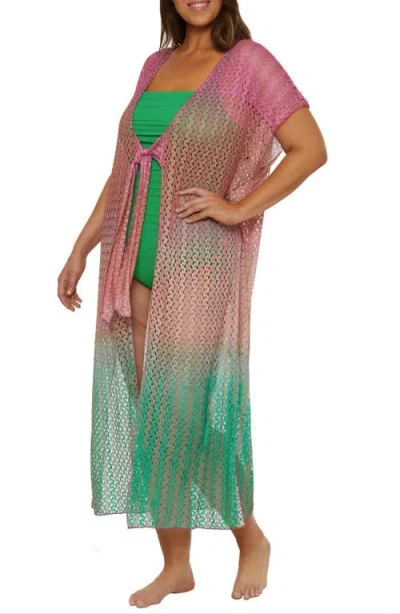 Becca Etc Plus Size Sunset Ombre Maxi Crochet Tunic Cover-up In Multi