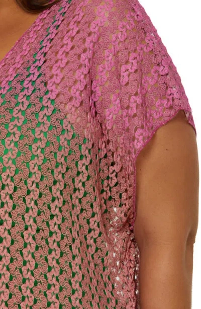 Becca Etc Plus Size Sunset Ombre Maxi Crochet Tunic Cover-up In Multi