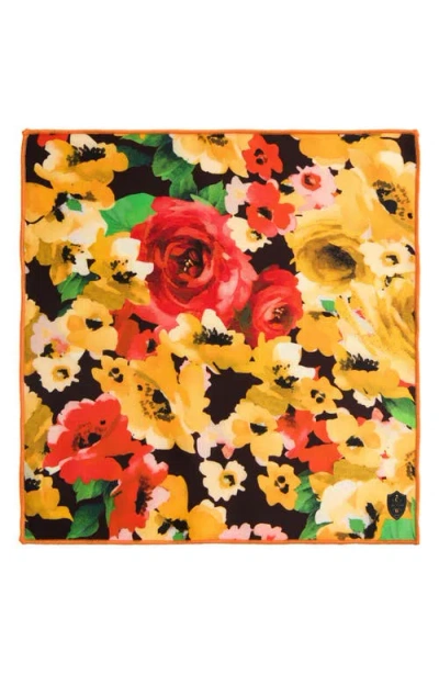 Clifton Wilson Yellow & Orange Floral Silk Pocket Square