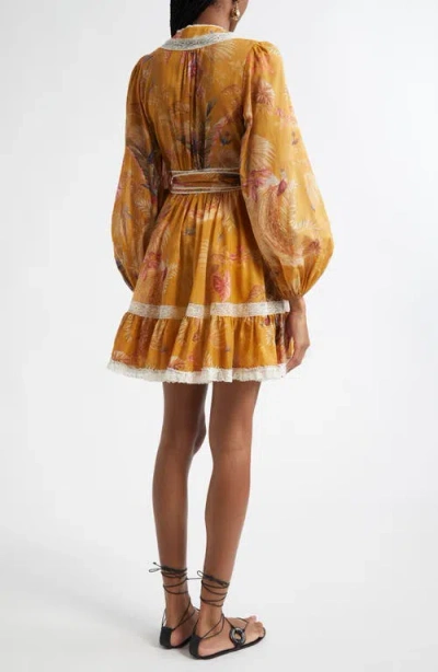 Zimmermann Frill Cotton Short Dress With Floral Print