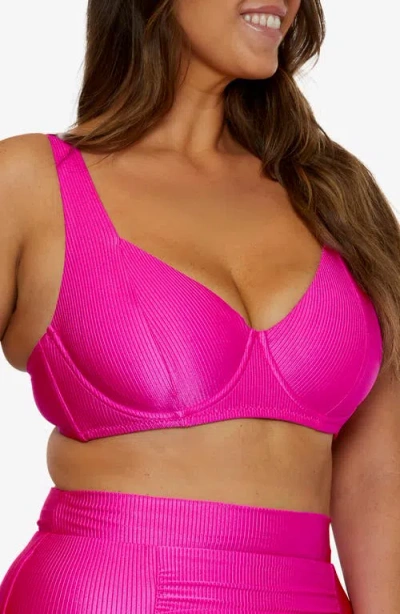 Becca Etc Plus Size Monte Carlo Rib Underwire Bikini Top