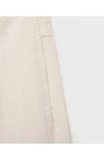 Mango Linen Trousers With Tortoiseshell Button In White