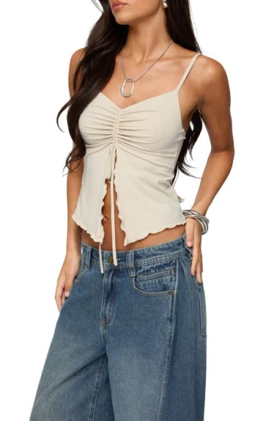 Edikted Landon Drawstring Split Front Camisole In Neutral