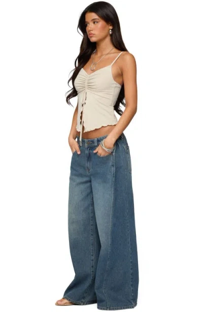 Edikted Landon Drawstring Split Front Camisole In Neutral