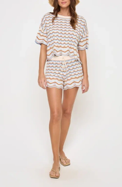 L*space Lspace Sun Chaser Stripe Cotton Cover-up Shorts In Blue