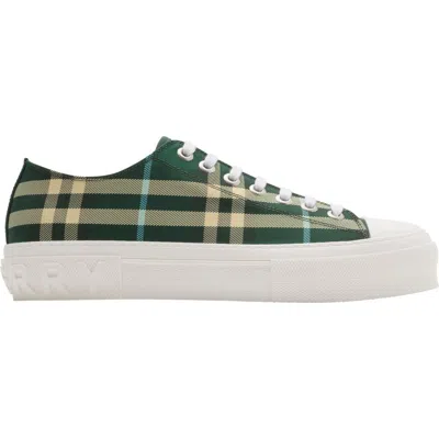 Burberry Check Nylon Blend Sneakers In Green
