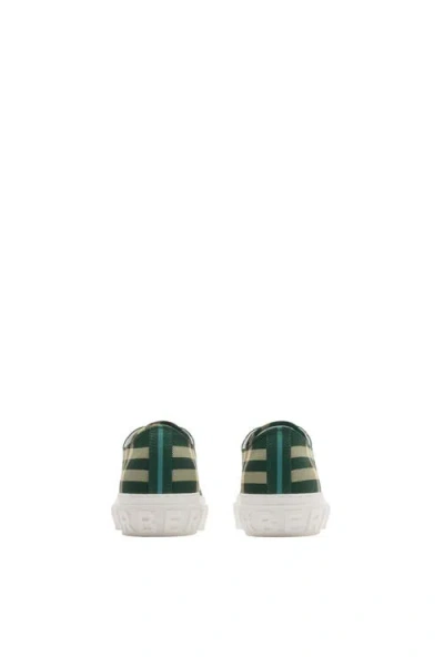 Burberry Check Nylon Blend Sneakers In Green