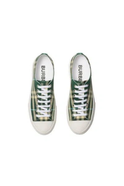Burberry Check Nylon Blend Sneakers In Green