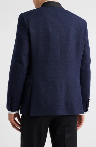 Jack Victor Ethan Diamond Jacquard Wool Dinner Jacket In Blue