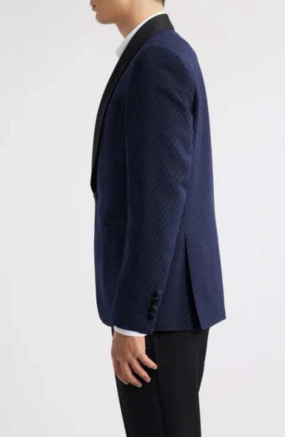 Jack Victor Ethan Diamond Jacquard Wool Dinner Jacket In Blue