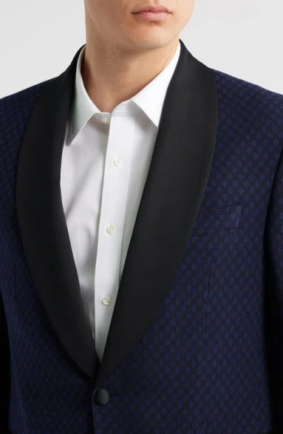 Jack Victor Ethan Diamond Jacquard Wool Dinner Jacket In Blue