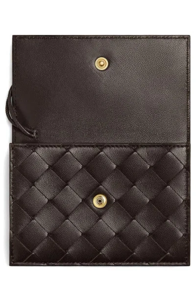 Bottega Veneta Andiamo Slip Intrecciato Leather Zip Card Case In Brown