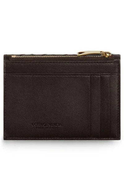Bottega Veneta Andiamo Slip Intrecciato Leather Zip Card Case In Brown