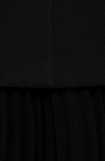 Mango Hybrid Maxi Dress With Pleated Hem In Black