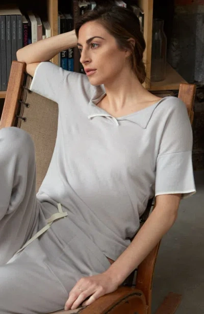 Oyun Split Neck Tee In Gray