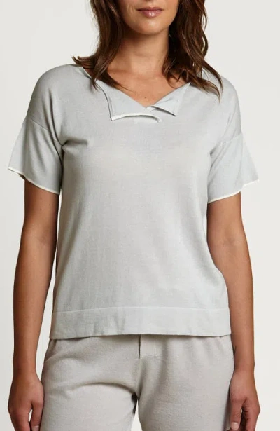 Oyun Split Neck Tee In Gray