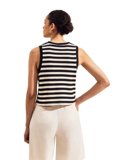 Ro&zo Stripe Knitted Sleeveless Shell Top In Black