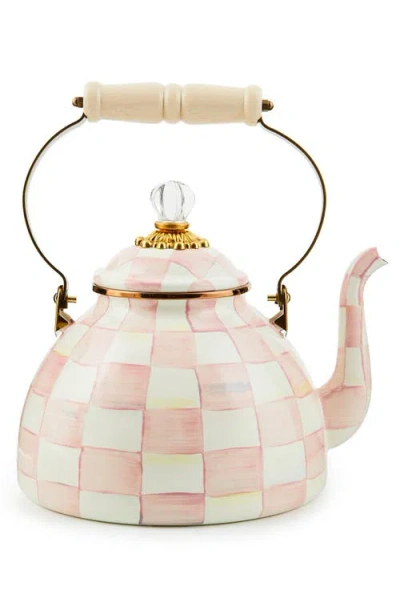 Mackenzie-childs Mackenzie Childs Rosy Check Enameled Steel 3-quart Tea Kettle