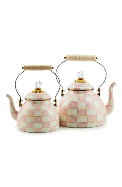 Mackenzie-childs Mackenzie Childs Rosy Check Enameled Steel 3-quart Tea Kettle