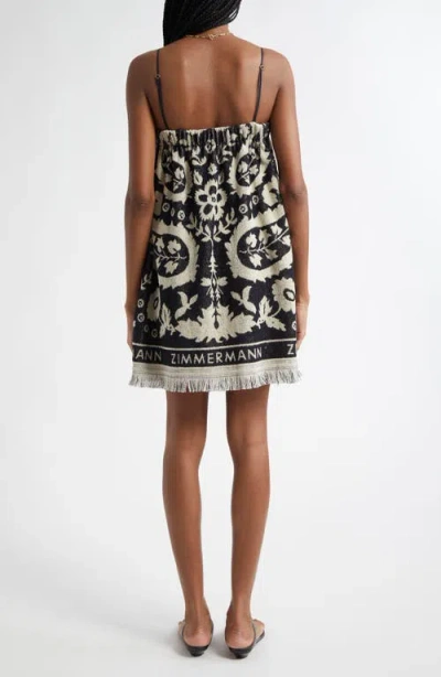 Zimmermann Rhiannon Cotton Toweling Mini Dress In Black