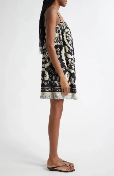 Zimmermann Rhiannon Cotton Toweling Mini Dress In Black