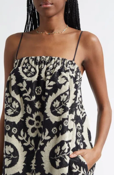 Zimmermann Rhiannon Cotton Toweling Mini Dress In Black