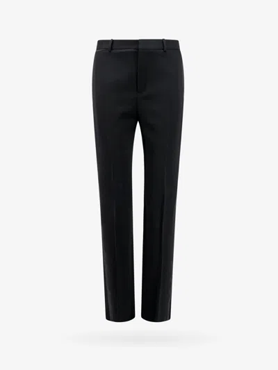 Saint Laurent Men Tuxedo Wool Trouser With Satin Side Band In Black