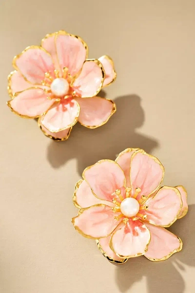 The Pink Reef Handpainted Flower Earrings