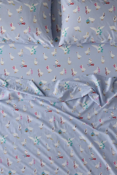 Urban Outfitters Cheeky Goose Core Patterned Sheet Set In Blue At