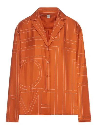 Totême Toteme Women Monogram Silk Shirt In Orange