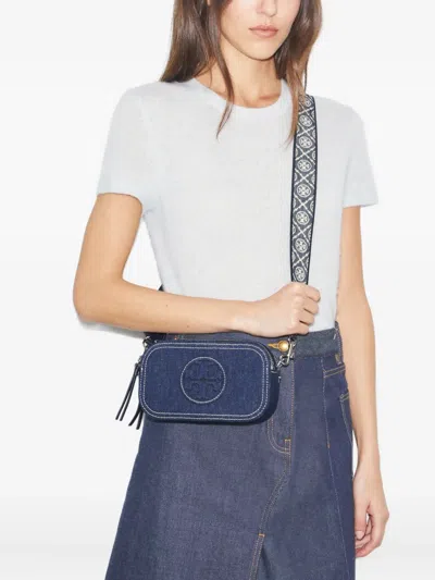 Tory Burch Mini Miller T Monogram Denim Crossbody Bag