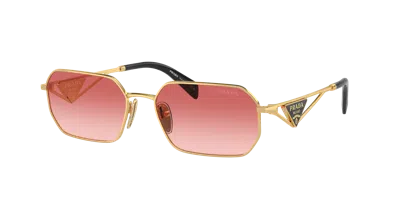 Prada Womens Gold Pr A51s Irregular-frame Metal Sunglasses In Pink