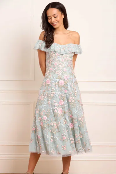 Needle & Thread Antoinettes Floral Ballerina Midi Dress In Multi