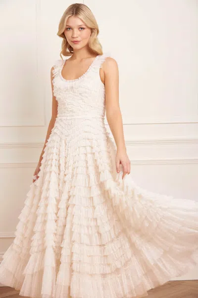 Needle & Thread Hattie Scoop Neck Ankle Gown In Neutral