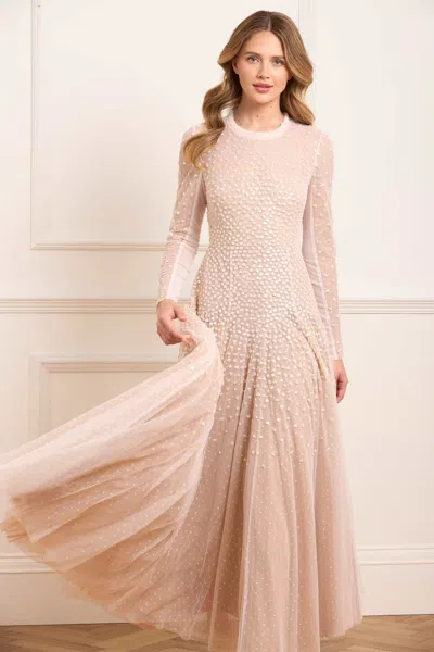 Needle & Thread Sequin Cascade Round Neck Gown