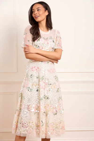 Needle & Thread Rosalie Short Sleeve Ballerina Dress In Multi