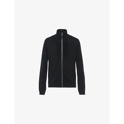 Prada Mens Black Waffle Turtle-neck Wool Cardigan